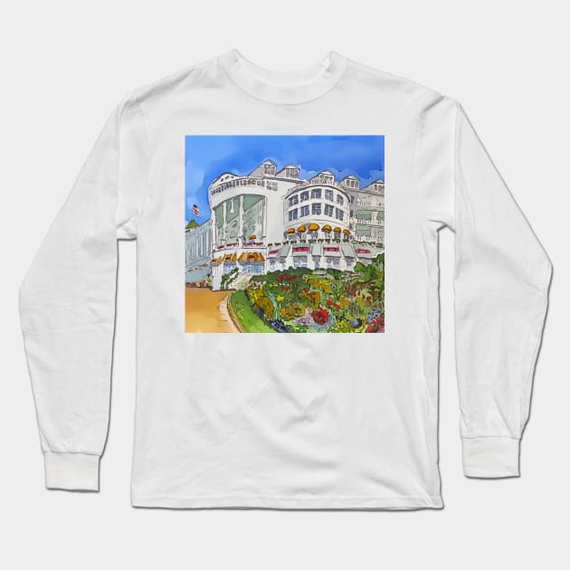 Grand Hotel in Mackinaw Island, Michigan Long Sleeve T-Shirt by WelshDesigns